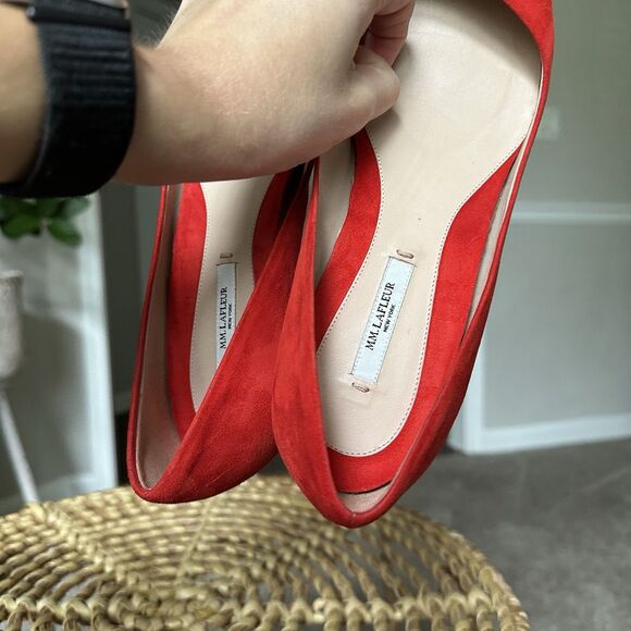 M.M. Lafleur The Lillian Pump - Italian Suede Red Heels Women’s EU 40 US 9/9.5 - Picture 11 of 14